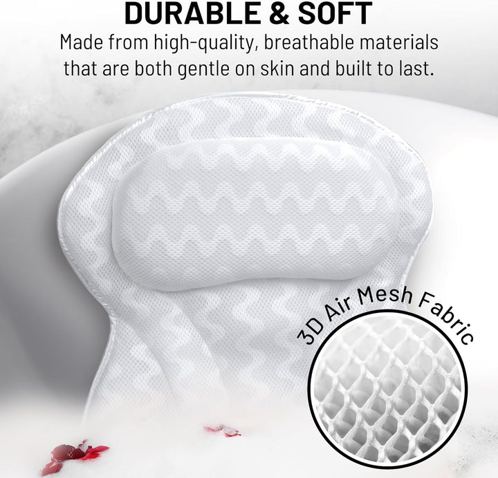 Bath Pillow Spa Bathtub Ergonomic for Tub, Neck, Head, Shoulder Pillows Support Cushion Headrest - Luxury Soft 3D Mesh + Strong Grip Suction Cups Soaking Large, Paradise