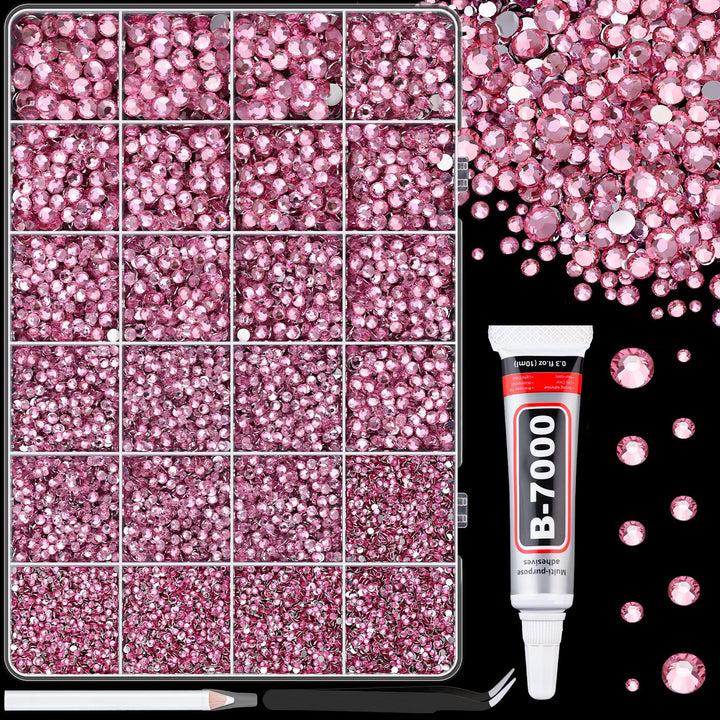 30000Pcs Resin Jelly Rhinestones for Bedazzling, Multicolor 3Mm Flatback Gems for Diamond Art, Bedazzler Kit with 3Pcs 10Ml B7000 Jewelry Glue for Nail Art Crafting Book Makeup