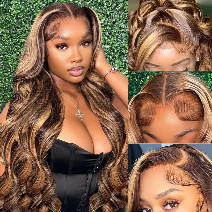 13X6 Body Wave Pre Plucked Human Hair HD Transparent Lace Front Wigs, 180% Density Glueless Lace Frontal Wigs with Baby Hair for Women, 26 Inch