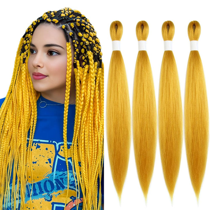 Purple Braiding Hair 20 Inch Pre Stretched Hair Long Straight Crochet Braids Yaki Texture Synthetic Fiber 4 Packs (Dark Purple)