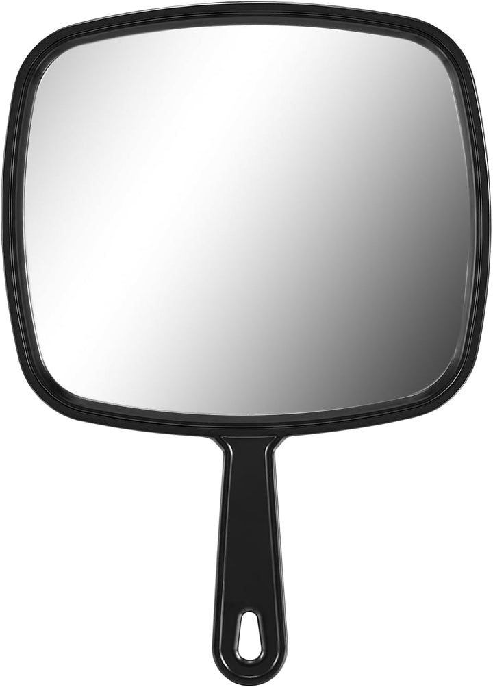 9.3" L X 6.6" W Hand Mirror, All Black Handheld Mirror with Handle