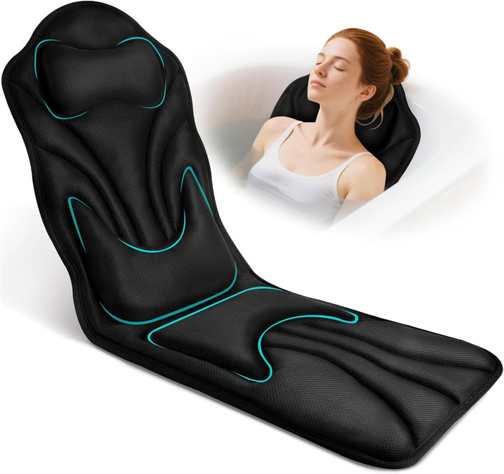 Full Body Bath Pillow for Bathtub, Ergonomic Bathtub Cushion for Neck, Waist, Hip Support, Luxury 3D Mesh Shower Pillow with Non-Slip Suction Cups & Dual Hooks, Pressure Relief, 51'' X17''