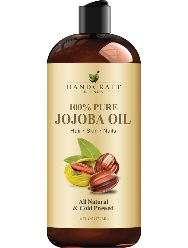 Jojoba Oil - Cold-Pressed 16 Fl Oz - 100% Pure and Natural Premium Grade Carrier Oil for Skin and Hair - Body Massage - Hexane-Free - Hair Relaxer for Tight Curls