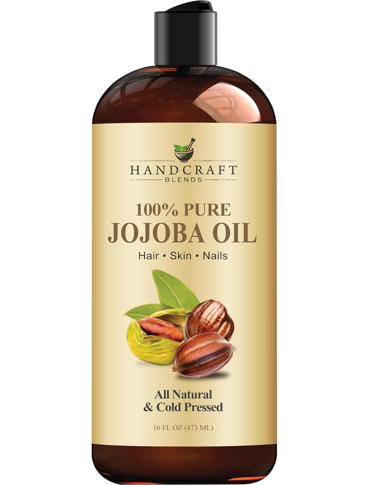 Jojoba Oil - Cold-Pressed 16 Fl Oz - 100% Pure and Natural Premium Grade Carrier Oil for Skin and Hair - Body Massage - Hexane-Free - Hair Relaxer for Tight Curls