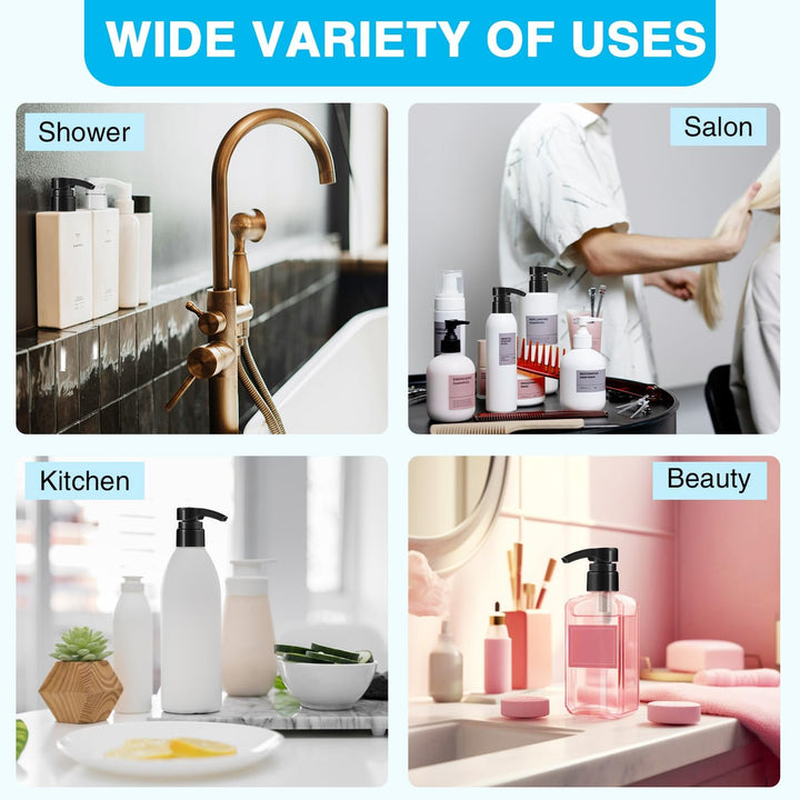 4-Pack Shampoo Pump for Liter 33.8 Oz Shampoo and Conditioner Pump Dispenser Fits Most Salon Bottles with 1-Inch Wide Opening, Black & White Replacement Pump Top for Soft Hair Product,Body Wash,Lotion