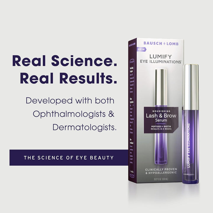 Eye Illuminations Lash & Brow Serum, Promotes Thicker, Fuller-Looking Lashes & Brows with Biotin, Peptides & Hyaluronic Acid to Nourish, Soften & Condition, 0.12 Fl Oz (3.8 Ml)