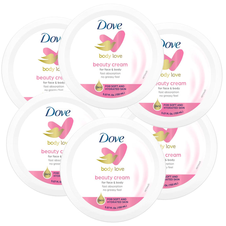Nourishing Body Care, Face, Hand, and Body Beauty Cream for Normal to Dry Skin Lotion for Women with 24-Hour Moisturization, 4-Pack, 2.53 Oz Each Jar