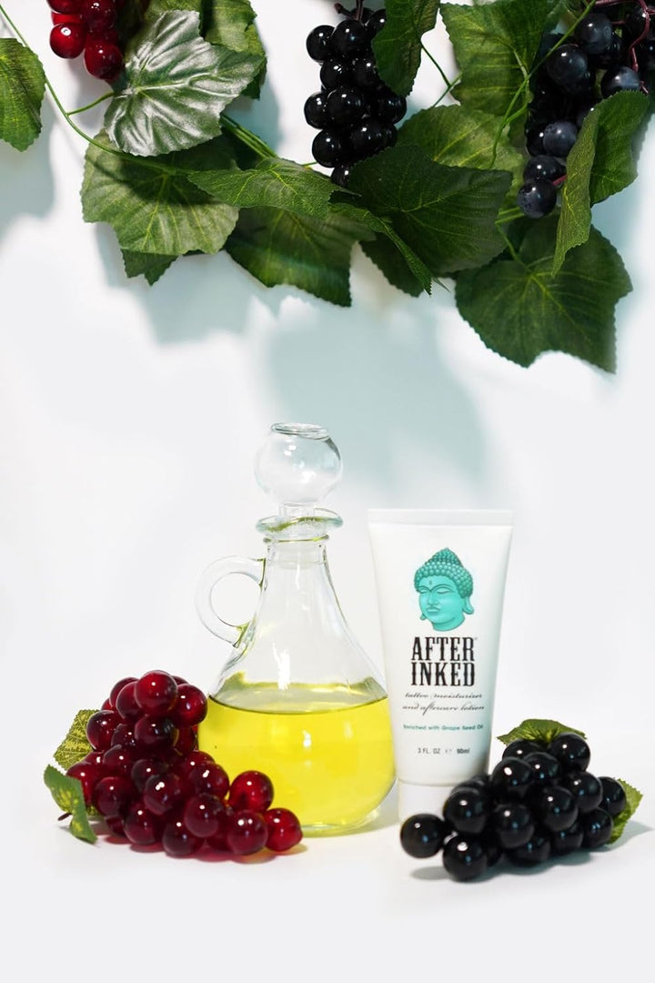 Tattoo Aftercare Lotion – Moisturizing Balm for Inked Skin, as Seen on INK MASTER – Hydrating Cream with Grape Seed Oil, Skin Nourishment & Daily Maintenance – 3 Fluid Oz Tube (1-Pack)