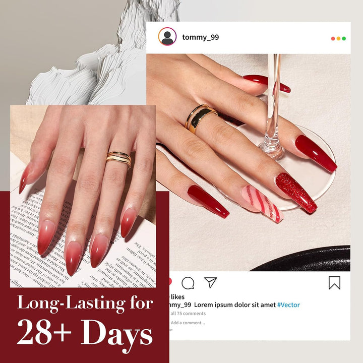 Dip Powder, Fall Brown Red Glitter 6 Colors Dipping Powder Starter Kit French Nail Art Manicure DIY Salon for Women, No Need Nail Lamp Cured