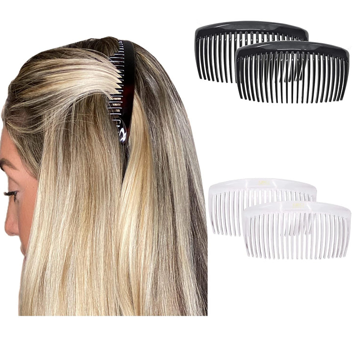 Paris AD66/2 French Side Comb Large Curved Tortoiseshell Hair Combs for Women Fine Hair, 4 Inch Strong Hold Comb for Women Bun Chignon Up-Do Styling Girls Hairstyle Accessories, Made in France