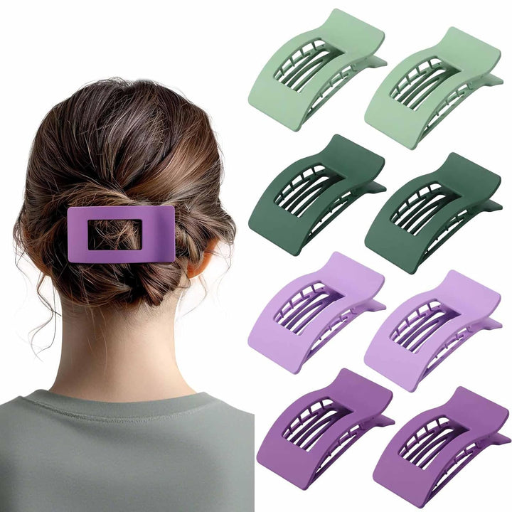 8 Pack French Flat Hair Clips for Women – Large Matte No-Slip Claw Clips for Thick & Thin Hair, Strong Hold Styling Barrettes Accessories (Neutral)