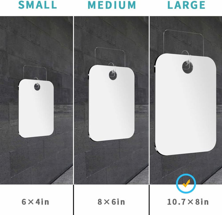 Shatterproof Shower Mirror Fogless for Shaving(2 Pack,Larger 10.7X8 Inch) 43% than Original,Unbreakable Deluxe Plexiglass Makeup Mirror,Largest Bathroom Wall Hanging,Portable Handheld Camping,Silver1