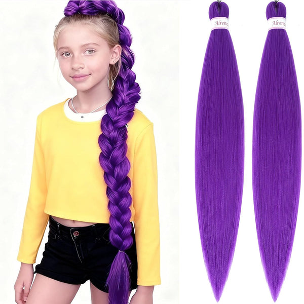 Purple Braiding Hair Pre Stretched Long Braid 30 Inch 2 Packs Professional Braiding Hair Extensions Synthetic Crochet Twist Braids (30 Inch, Purple)