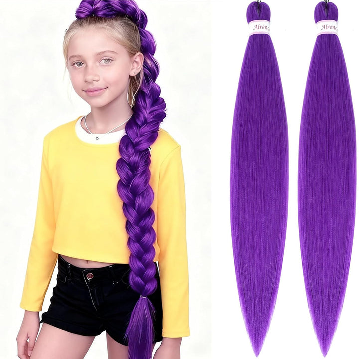 Purple Braiding Hair Pre Stretched Long Braid 30 Inch 2 Packs Professional Braiding Hair Extensions Synthetic Crochet Twist Braids (30 Inch, Purple)