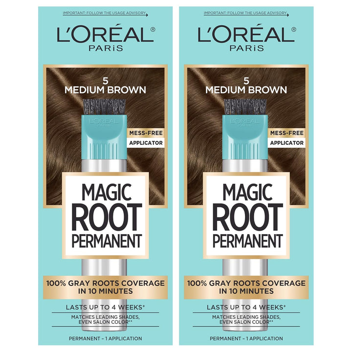 Magic Root Rescue 10 Minute Root Hair Coloring Kit, Permanent Hair Color with Quick Precision Applicator, 100 Percent Gray Coverage, 4 Dark Brown, 2 Count