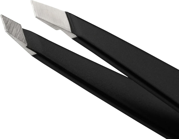 Stainless Steel Slant Tweezer - Eyebrow Tweezers for Women and Men (Black)