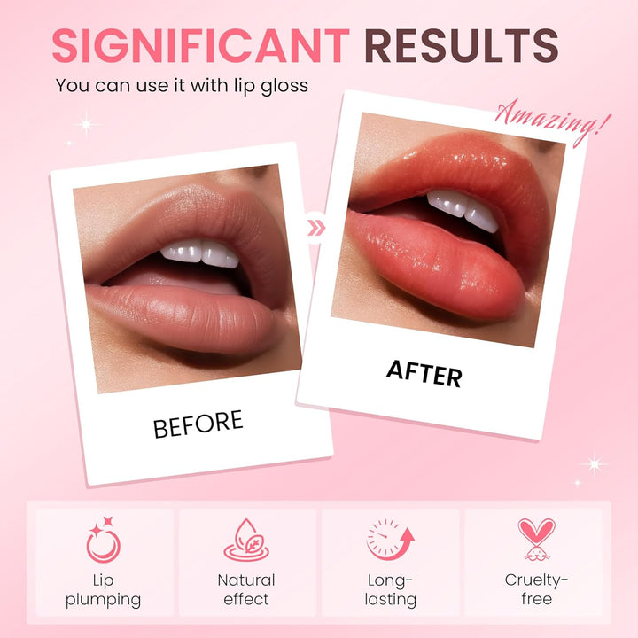DEROL Lip Plumper by , Natural Lip Plumper and Lip Care Serum, Lip Enhancer for Fuller, Lip Mask, Beautiful Fuller, Hydrating & Reduce Fine Lines 5.5ML (Day& Night)