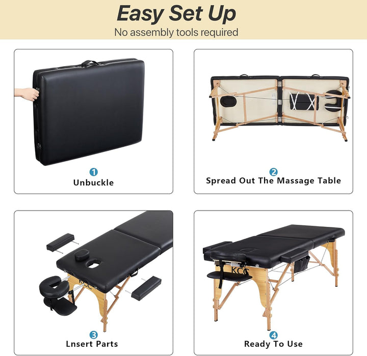 Memory Foam Massage Table Premium Portable Foldable Massage Bed Height Adjustable, 84 Inches Long 28 Inchs Wide Home Salon Spa Bed Tattoo Table with Accessories &Carrying Case, Easy Set Up