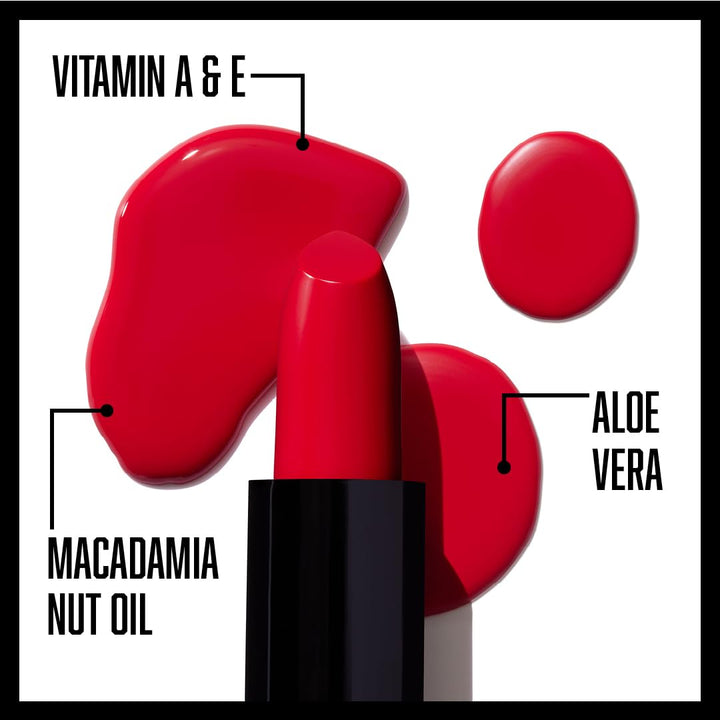 Silk Finish Lipstick, Hydrating Rich Buildable Lip Color, Formulated with Vitamins A,E, & Macadamia for Ultimate Hydration, Cruelty-Free & Vegan - Cherry Frost