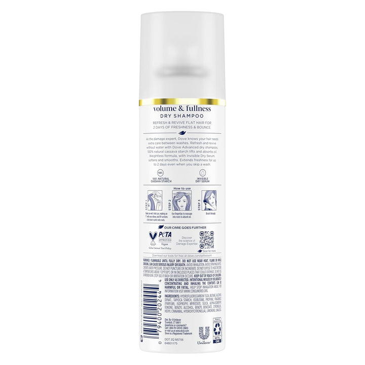 Dry Shampoo Spray, Volume & Fullness, Absorbs Oil to Refresh Hair without Washing, 5 Oz (2-Pack)