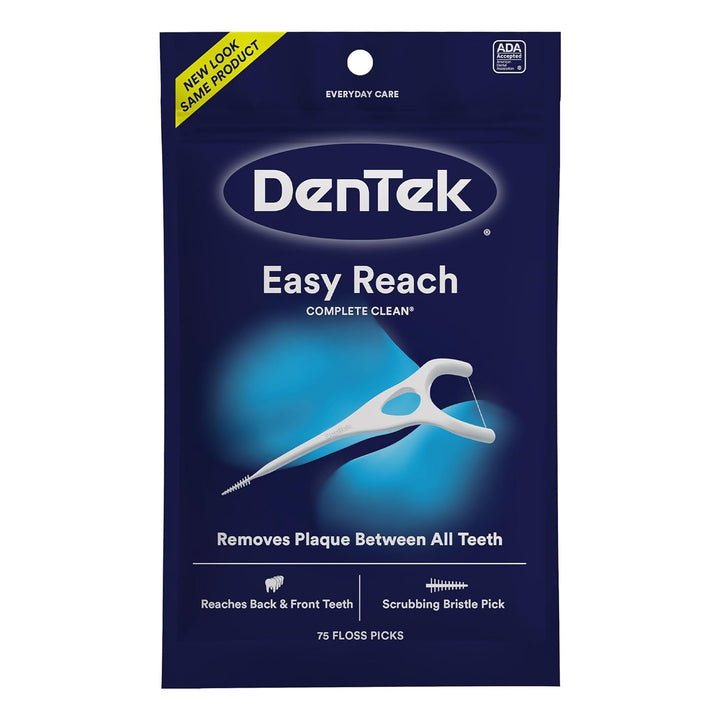 Easy Reach Complete Clean Floss Picks, with Strong Dental Floss, 75 Count, 3 Pack