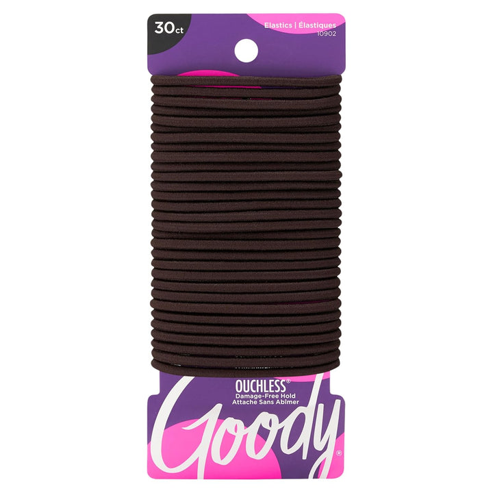 Ouchless Hair Elastics – No Pull, No Breakage, Tangle-Free Hold for Thick, Curly, Coily & Textured Hair – 30 Count, Black, Long-Lasting Ponytail Holders for Women & Men