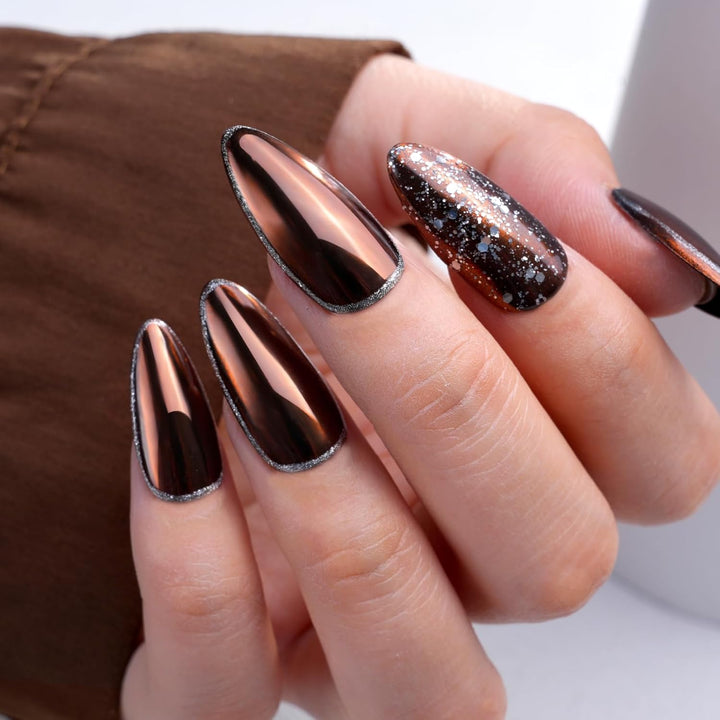 Chrome Nail Powder - Coffee Chocolate Effect Nail Art Mirror Chrome Nail Powder, Brown Metallic Mirror Chrome Powder Pigment for Nail Art Decoration