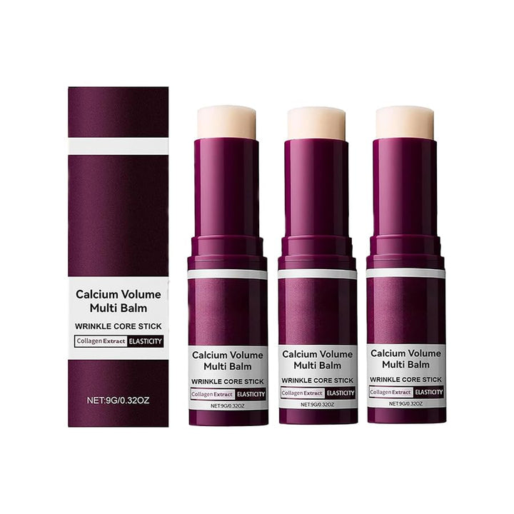 Calcium Multi Balm, Calcium Volume Multi Balm, Wrinkle Core Stick, Collagen Moisturing Stick, Hydrating, Almond & Vitamin E for Lip Balm Eye Cream Neck. 2Pcs