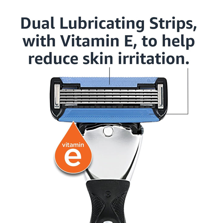 5-Blade Motionsphere Men'S Razor with Dual Lubrication and Precision Trimmer, 17 Piece Set, 1 Handle & 16 Cartridges, Black