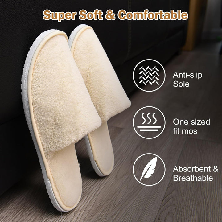 House Slippers - Washable Spa Slippers Non Slip Indoor Guest Slippers for Shoeless Home, Women & Men