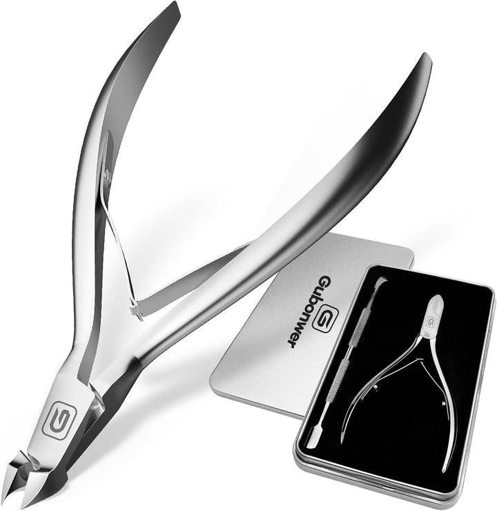 Cuticle Trimmer 3/4 Jaw Extremely Sharp Cuticle Nippers Scissors Stainless Steel Clippers Cutter Remover Pedicure Manicure Nail Tool, Cuticle Pusher, Nail Cuticle Trimmer Professional Cuticle Cutter