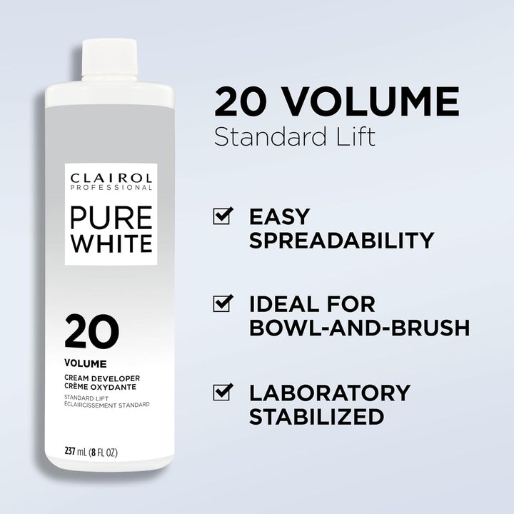 Pure White 20 Volume Hair Developers for Lightening & Gray Coverage