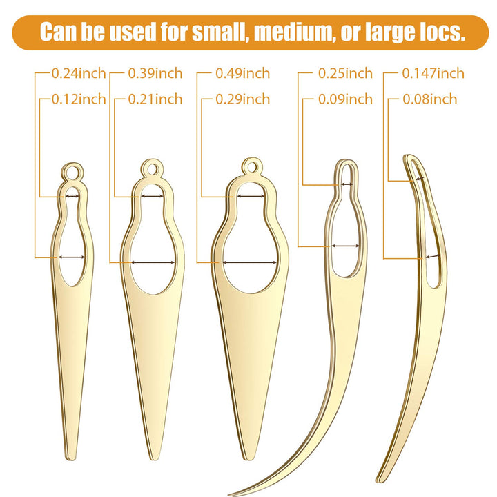 5 Pcs Dreadlock Interlocking Tool for Locs with Metal Box Sisterlock Retighten Tool for Dreadlocks Interlocks Crochet Braiding Hair Tightening Maintaining Extensions Accessory（Gold）