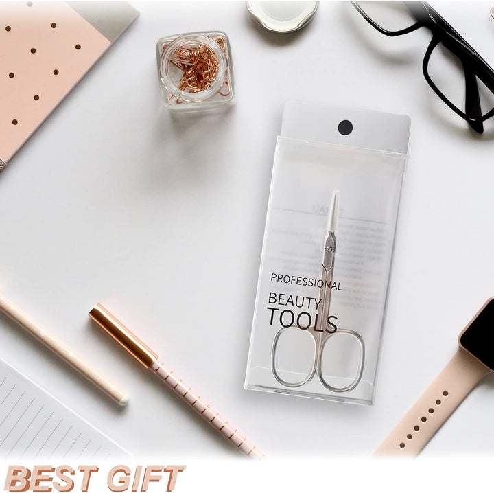 Cuticle Scissors Extra Fine for Manicure and Pedicure, Curved Blade Nail Scissors, Precise Pointed Tip Grooming Kit for Eyebrow, Eyelash, Trim Nail and Dry Skin, Small Scissors