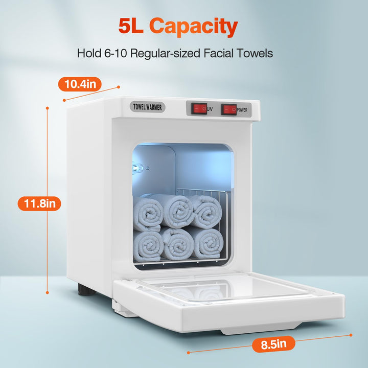 Hot Towel Warmer, Spa Towel Cabinet 5L Professional Mini Towel Heater, Towel Warmer for Facials SPA Barbershop Esthetician (White)