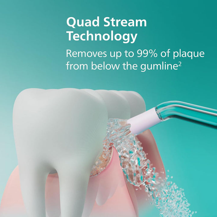 Cordless Power Flosser 3000 - Water Flosser with Innovative Quad Stream Technology, Oral Irrigator with 2 Flossing Modes and 3 Pressure Levels, IPX7 Waterproof, Black, HX3826/23