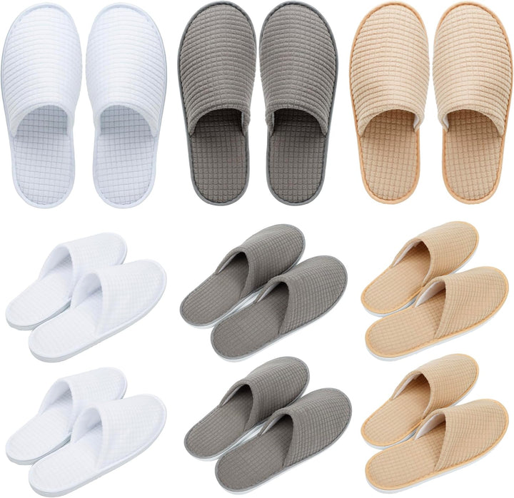 6-10 Pairs Spa Slippers, Non Slip Disposable Slippers for Guest, Washable Reusable, Which Can Be Used as Women Men, House, Indoor, Bathroom, Bedroom, Hotel, Bride Slippers