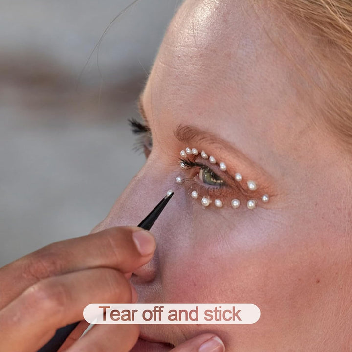 660Pcs Self Adhesive Pearl Stickers Flat Back Pearls for Craft Hair Face Makeup Nail Cell Phone Scrapbooking Decor, 4 Size 3Mm/4Mm/5Mm/6Mm (White)