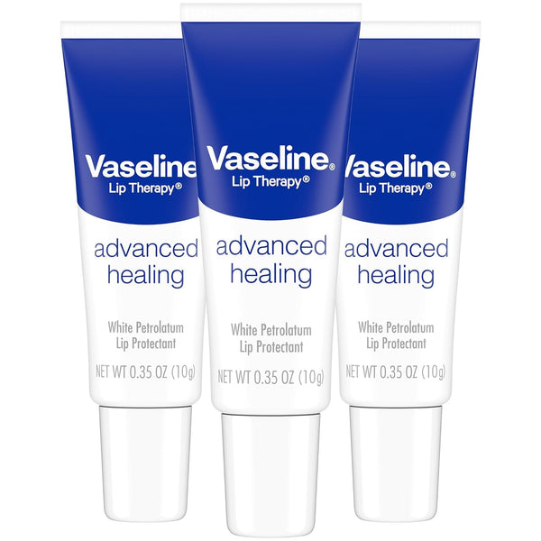 Lip Therapy Advanced Healing 3-Pack – White Petroleum Moisturizing Lip Balm for Extremely Dry Lips, 0.35 Oz Ea