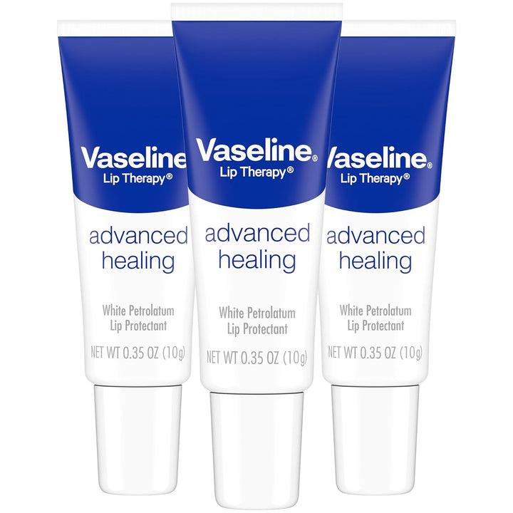 Lip Therapy Advanced Healing 3-Pack – White Petroleum Moisturizing Lip Balm for Extremely Dry Lips, 0.35 Oz Ea
