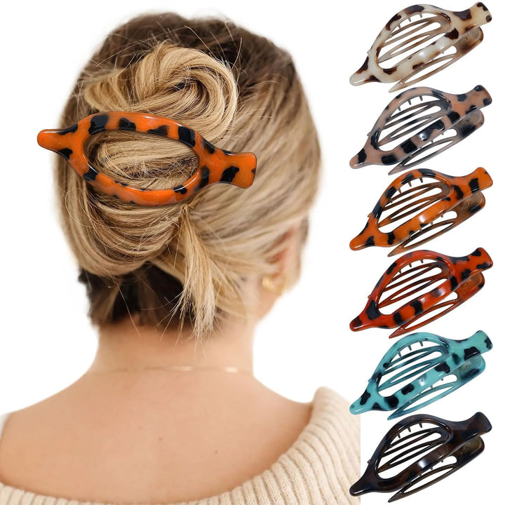 French Concord Hair Clips - 6Pcs Side Slide Volume Clips for Women Girls, Strong Hold No Slip Grip, Thick or Thin Hair (Matte Finish, L:4.6 IN, W:1.97IN)