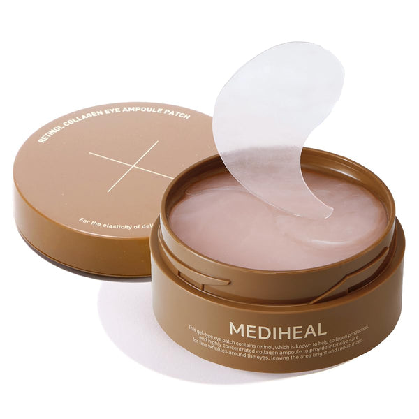 Retinol Collagen under Eye Patches - Korean Hydrogel Eye Pads (60 Patches) with 95% Retinol & 5 Micro Collagen. Nourishing & Non Irritating Eye Gel Mask. Sealing Cap & Spatula Included.