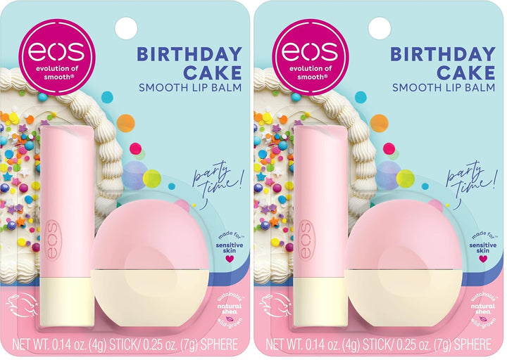 Natural Shea Lip Balm- Birthday Cake, All-Day Moisture Lip Care Products, 0.14 Oz