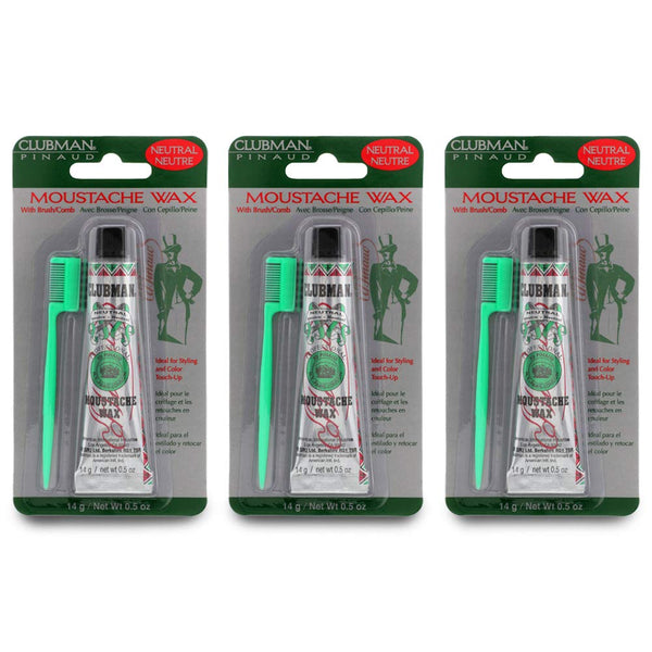 Moustache Wax Hang Pack, Neutral Color 0.5 Oz X 3 Packs
